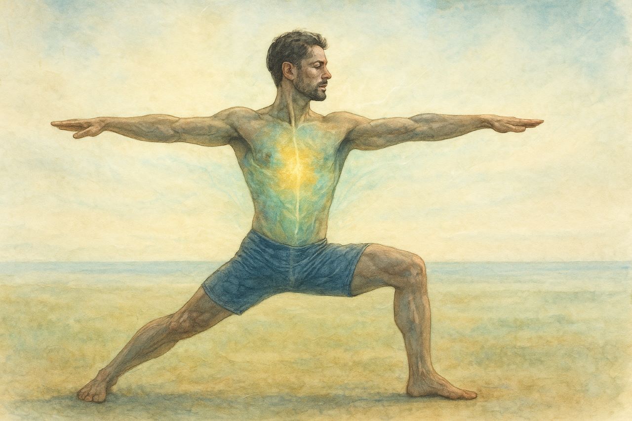 ヴィーラバッドラーサナⅡ（戦士のポーズ２）はミトコンドリアを増やすためにオススメ。